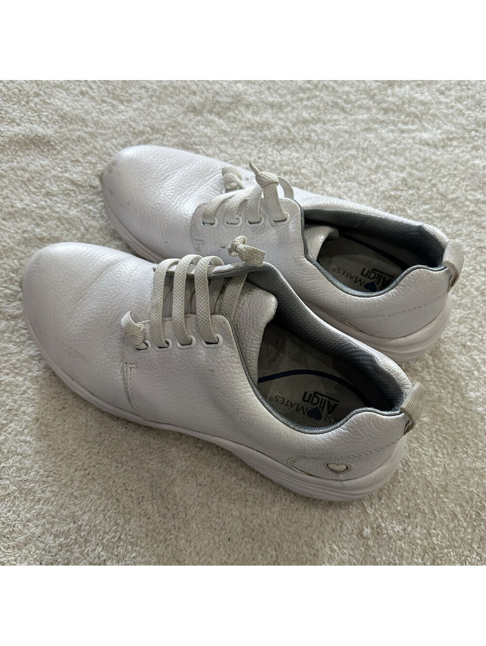 Nurse Mates Align Velocity White Leather Lace-Up Slip Resistant Sneaker 6M